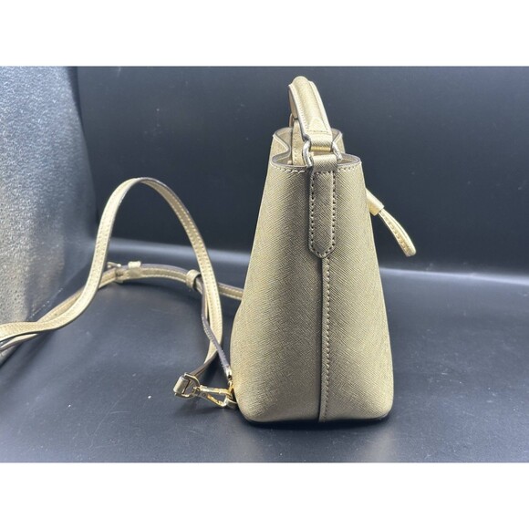 Michael Kors Suri Small Bucket Crossbody Gold Leather Bag - Picture 3 of 7